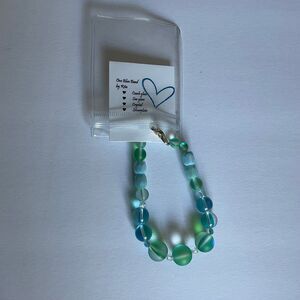 Artisan handmade glass blue bracelet sea Czech crystal‎ glass silver plated